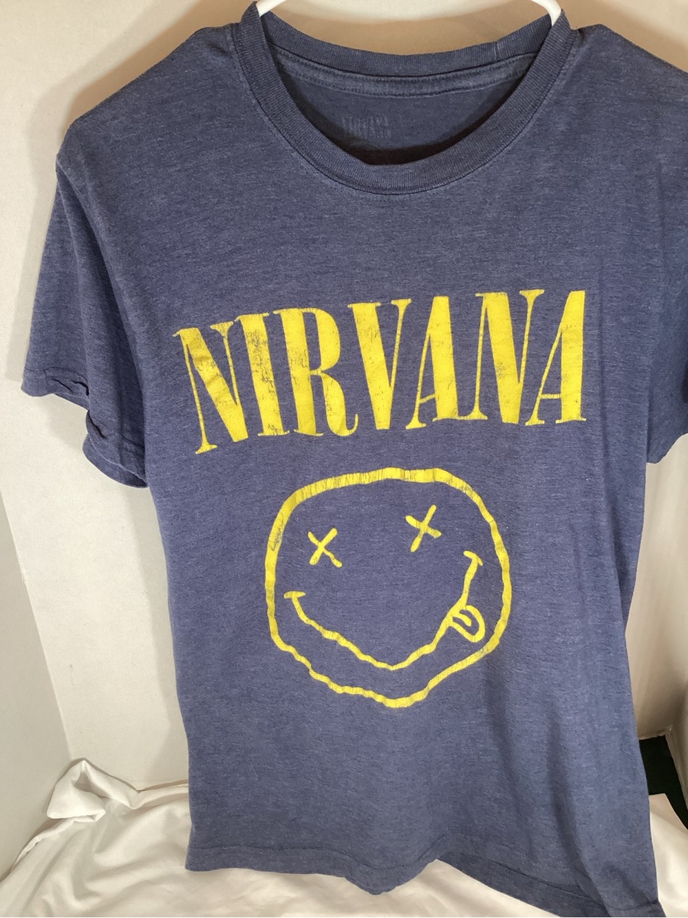 NIRVANA ,Navy Tee with Yellow Logo ,Size Medium